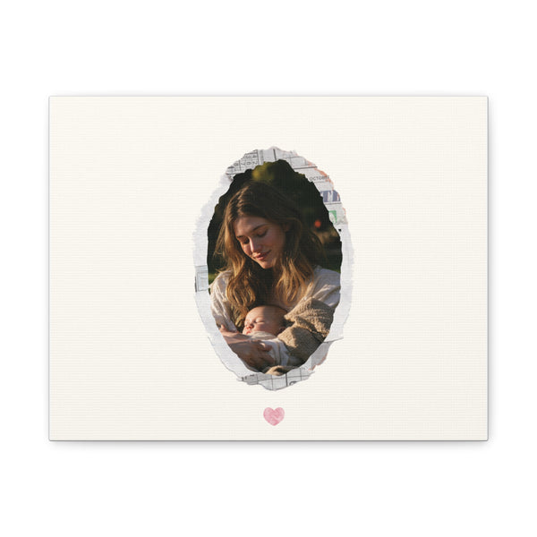Custom Photo Canvas Print with Oval Design : Meaningful Gift For Mom or Grandma