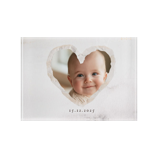 Personalised Baby Photo Acrylic Block with Date of Birth – Black & White Keepsake for Mom