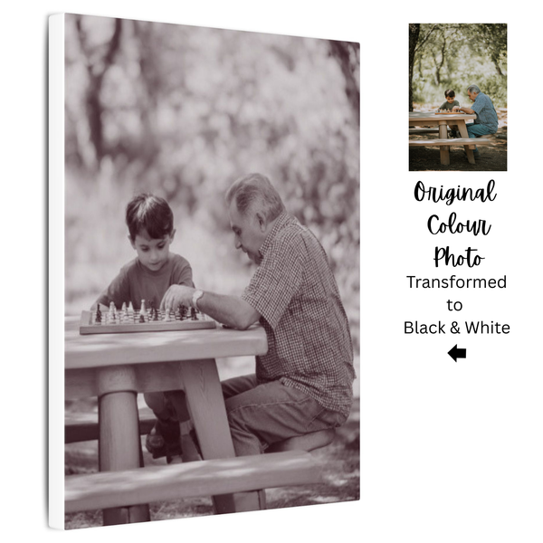 Timeless Black & White Photo Canvas For Grandpa